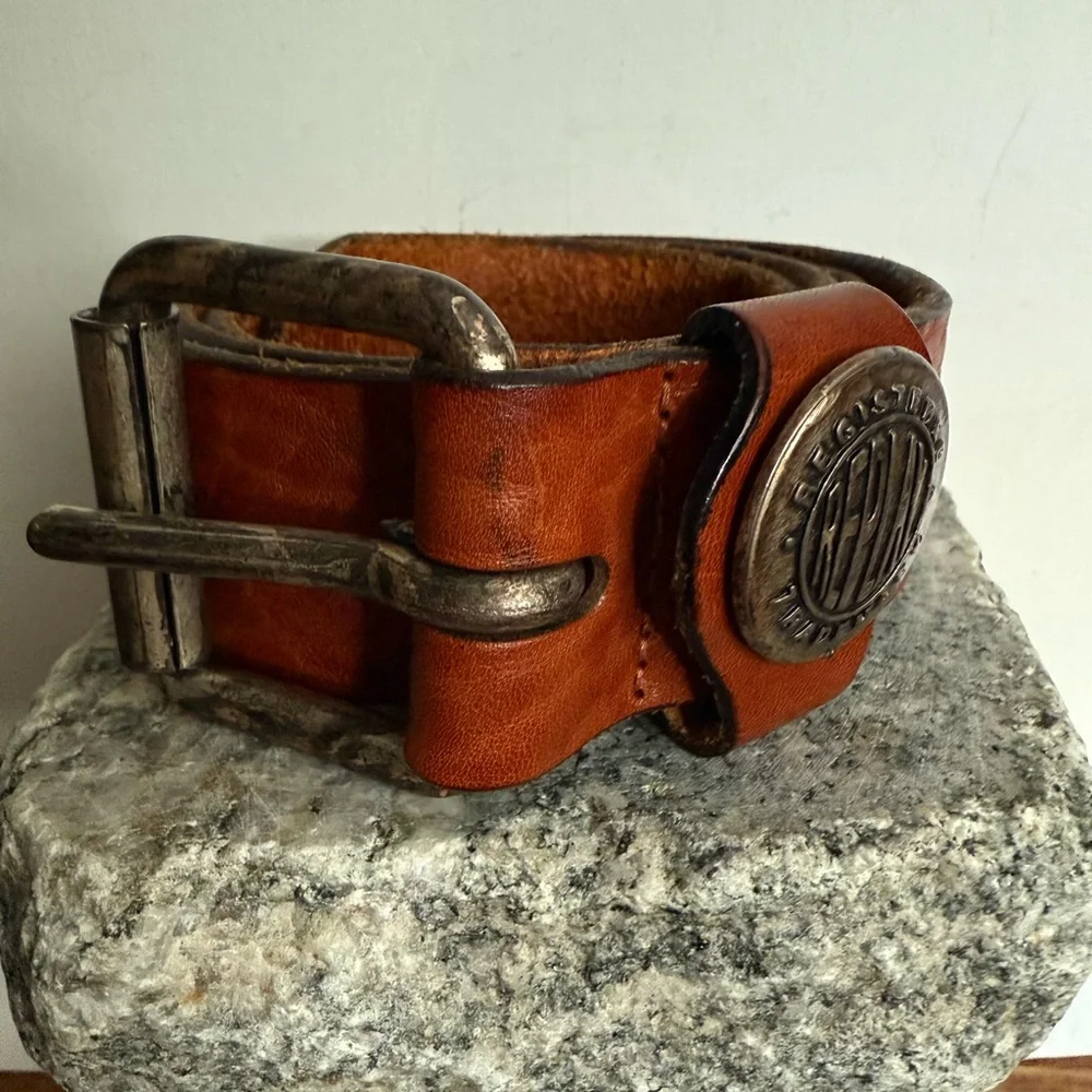 Vintage Replay Cognac Leather Belt with Metal Buckle - Picture 3 of 13